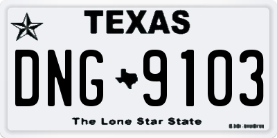 TX license plate DNG9103