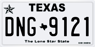 TX license plate DNG9121