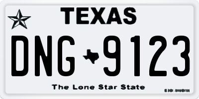 TX license plate DNG9123