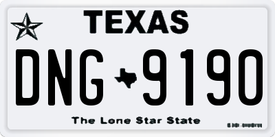TX license plate DNG9190
