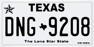 TX license plate DNG9208