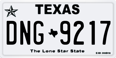 TX license plate DNG9217