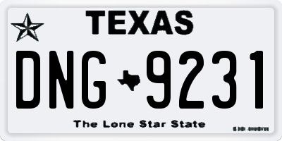 TX license plate DNG9231