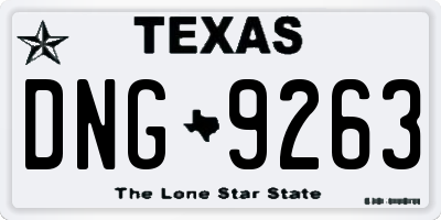 TX license plate DNG9263