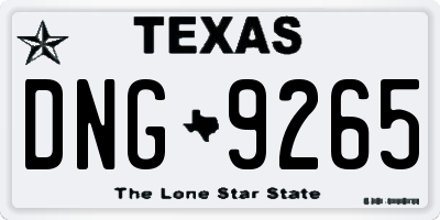 TX license plate DNG9265