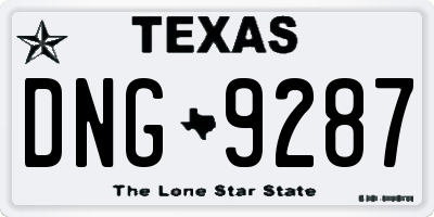 TX license plate DNG9287
