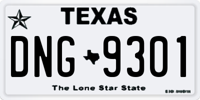 TX license plate DNG9301