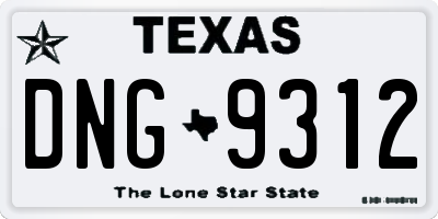 TX license plate DNG9312