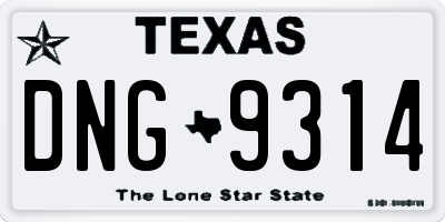TX license plate DNG9314