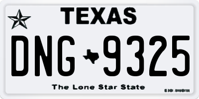 TX license plate DNG9325