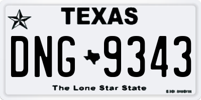 TX license plate DNG9343