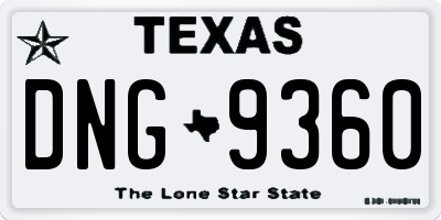 TX license plate DNG9360