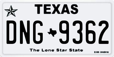 TX license plate DNG9362