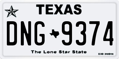 TX license plate DNG9374