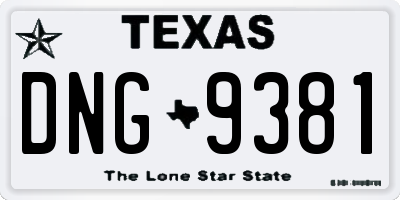 TX license plate DNG9381