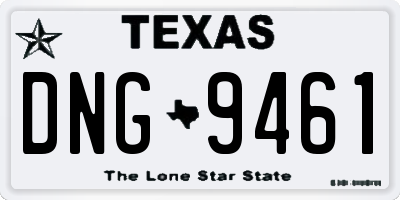 TX license plate DNG9461
