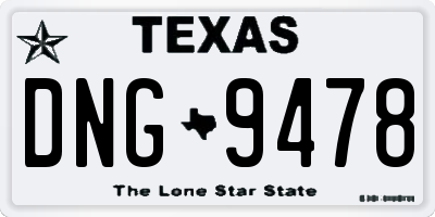 TX license plate DNG9478