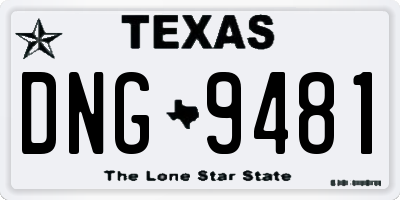 TX license plate DNG9481