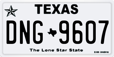 TX license plate DNG9607