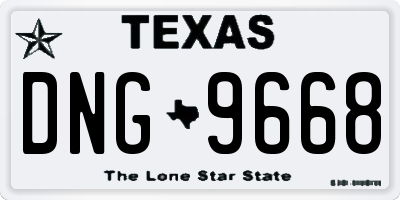 TX license plate DNG9668