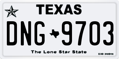 TX license plate DNG9703