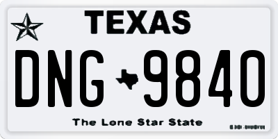 TX license plate DNG9840