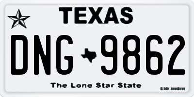 TX license plate DNG9862