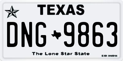 TX license plate DNG9863