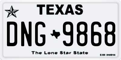 TX license plate DNG9868