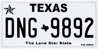 TX license plate DNG9892