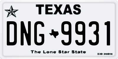 TX license plate DNG9931