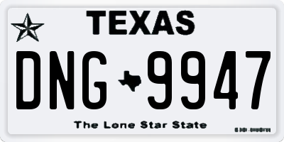 TX license plate DNG9947