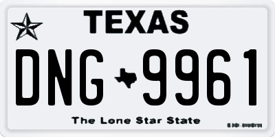 TX license plate DNG9961