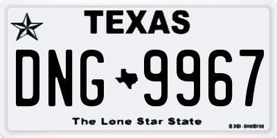 TX license plate DNG9967