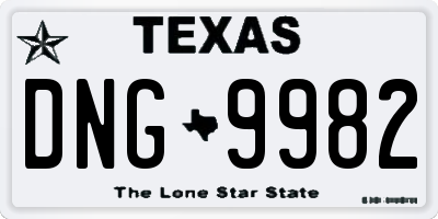 TX license plate DNG9982