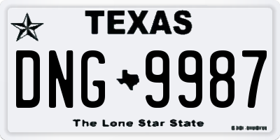 TX license plate DNG9987