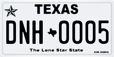 TX license plate DNH0005