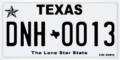 TX license plate DNH0013