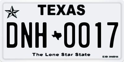 TX license plate DNH0017