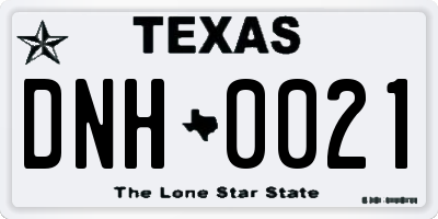 TX license plate DNH0021
