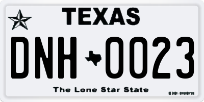TX license plate DNH0023