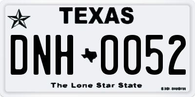 TX license plate DNH0052