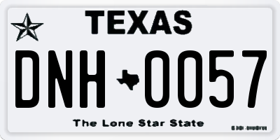 TX license plate DNH0057
