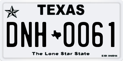 TX license plate DNH0061