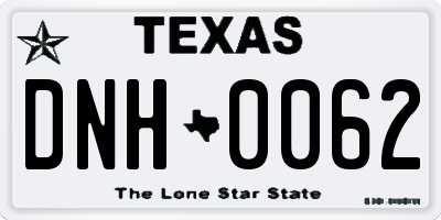 TX license plate DNH0062