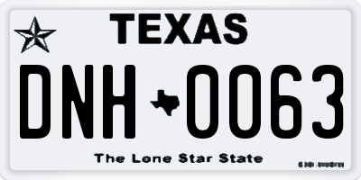 TX license plate DNH0063