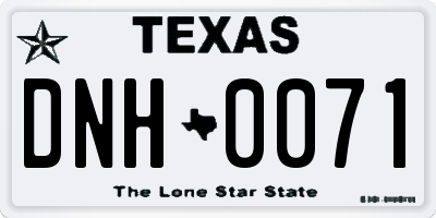 TX license plate DNH0071
