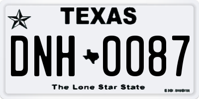 TX license plate DNH0087