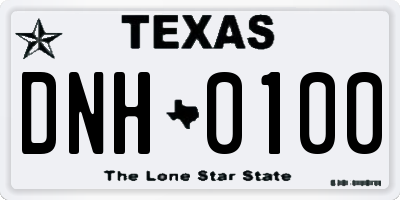 TX license plate DNH0100