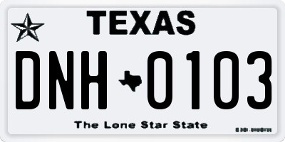 TX license plate DNH0103